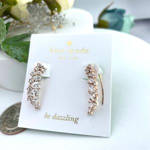 Kate Spade “Sale The Date “Rose Gold Plated Pave Crystals Pin Earrings